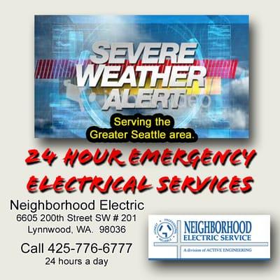 24 hour master electrician electrical services for the Puget Sound area.