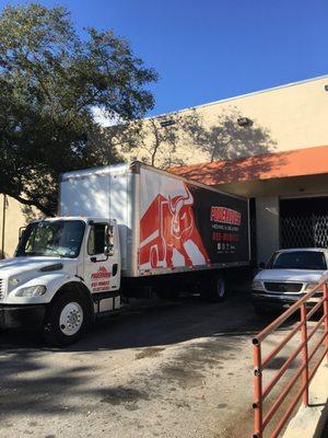 Picking up furniture at distributor's warehouse