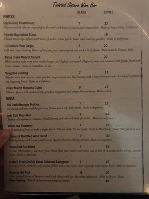 Wine Menu