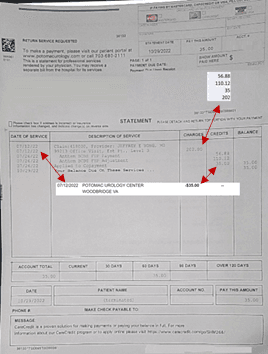 Bill credits match charges but still says I owe $35.00?