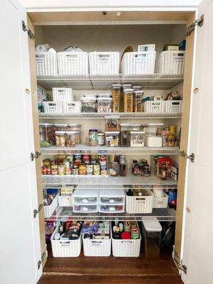 Pantry organized with new containers