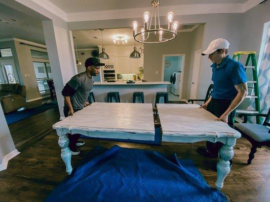 Table Being Prepared for Move