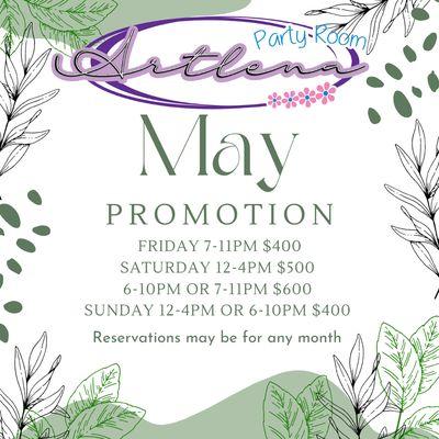 Our May Promotion we still have some dates available call now!