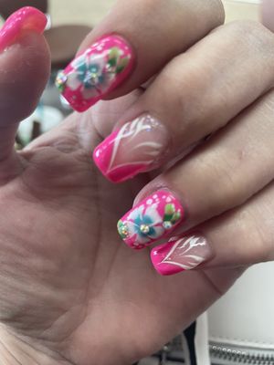 Hot pink and flowers by Lin