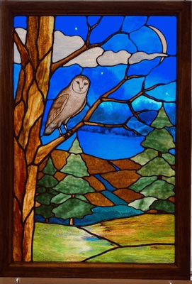 Custom window Owl in the Woods