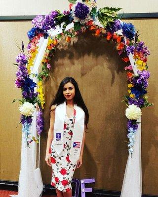 Decorated arch for NYU Graduation