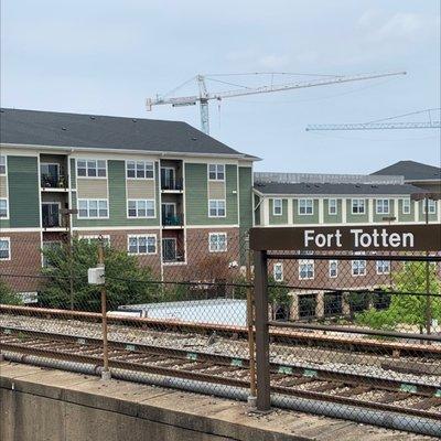 This is a view of the place from the upper floor of Fort Totten Station