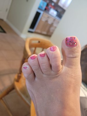 My meh pedicure. The tech was nicest out of all of them still