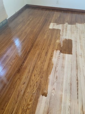 Strip, stain, and poly