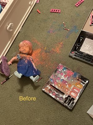 Toddler mess before