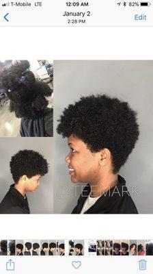 A BIG chop! 
 {{before & after: consultation, cleanse, moisturize, tapered shaping}}