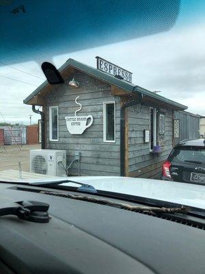 Cute little drive thru coffee shop : cattle brand coffee