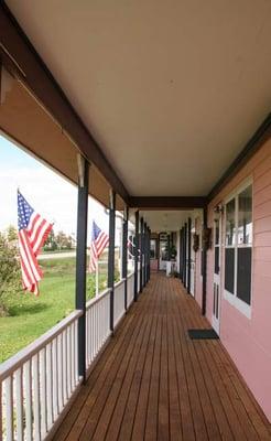 This is a photo I took of the porch/walkway that covers the length of the front of the Inn.