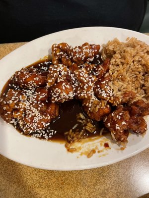 Sesame Chicken with Fried Rice