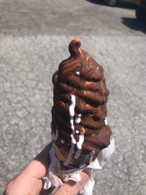 Vanilla soft serve dipped in chocolate