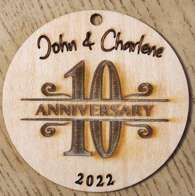 custom anniversary wood ornament