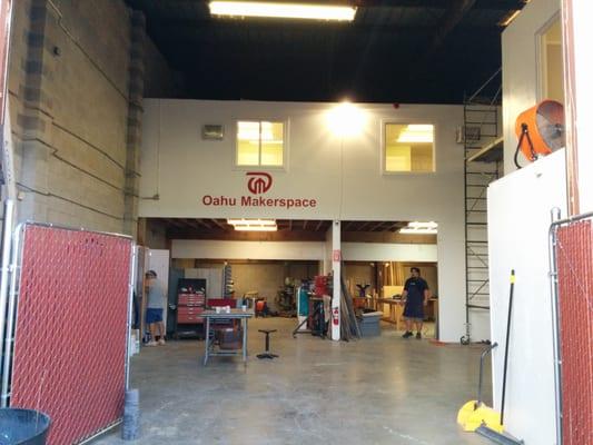 Inside space wood shop and machine shop on the ground floor.  Electronics on the second floor