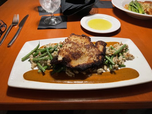 Crispy Chicken Schnitzel with spaetzel and green beans. The best rendition this side of Vienna.