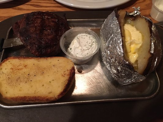 8oz bacon wrapped filet with baked potato