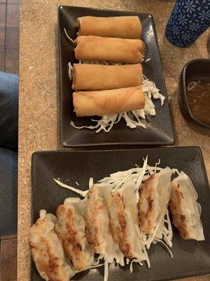 Spring rolls and gyoza