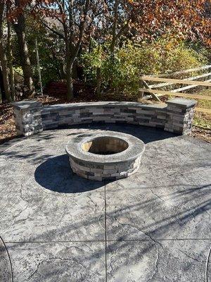 Stamped Patio w/Firepit and Bench