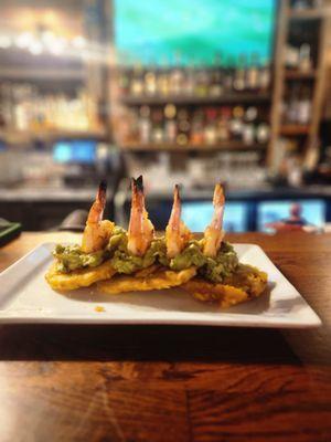 Fried plantains, guacamole, & shrimp