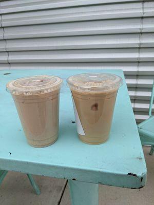 Spiced Ice Latte (left) 1/2 Winter Moon Ice Latte (Right)