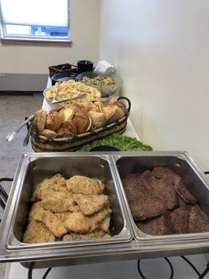 Burger Bar with pasta salad