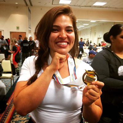 Powerlifting client, Bri, taking 1st Place at the California Games