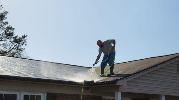 Roof washing