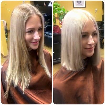 From blonde to platinum blonde & haircut