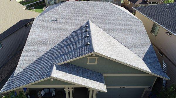 The product used here is Owens Corning Duration Storm, Estate Gray