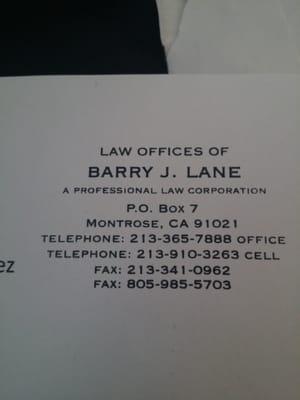 Lane J Barry Atty