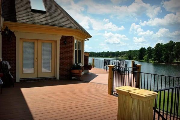 Constructed a new composite deck with metal railing and under-deck drainage system.