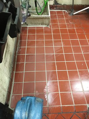 Finished quarry tile floor