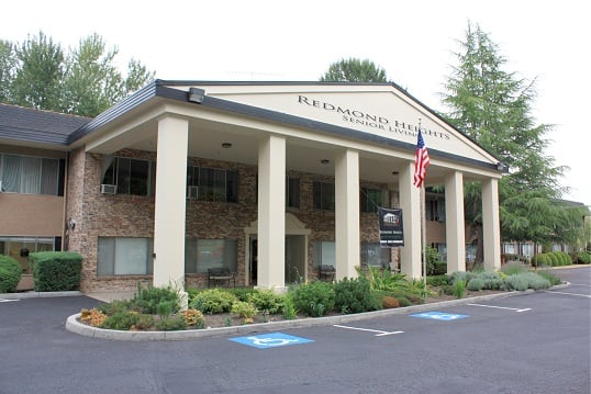 Redmond Heights Senior Living main entrance. Come enjoy our 3 acres grounds.