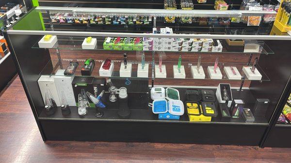 A collection of our dry herb and concentrate devices as well as E-bangers