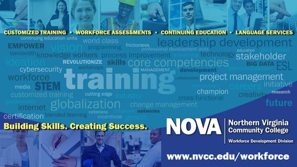 NOVA's Workforce Development Division provides customized training, continuing education, & ESL education for NOVA's workforce.