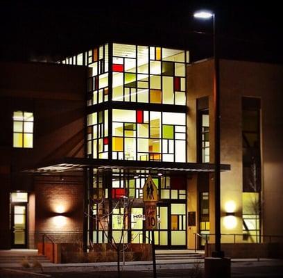 The building on Pope Street houses their medical and dental services - simply gorgeous by night!