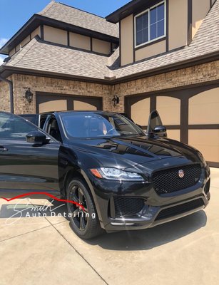 Exterior Detail on this Jaguar to make that black paint pop! Auto Detailing in Edmond, Ok