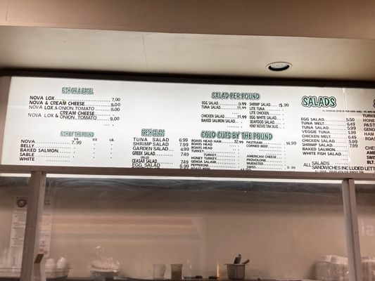 Menu as of February 2024