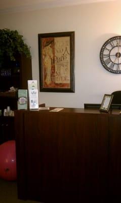 The front desk at the best place to get a massage!