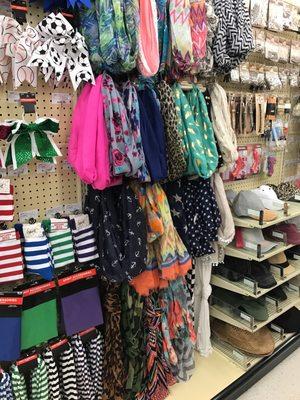 Scarves, hats & socks ... at Hobby Lobby. Hope this stir doesn't morph into another everything store.