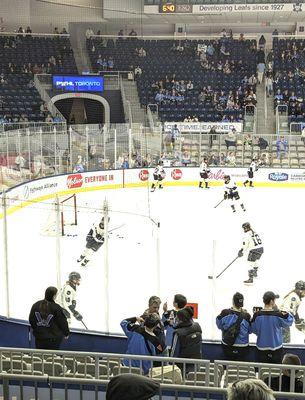 PWHL Minnesota warming up at Coca Cola Coliseum. Game 1 playoff game vs Toronto. May 8, 2024.