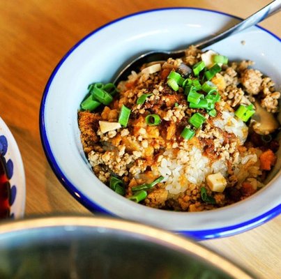 Sticky rice with scallions