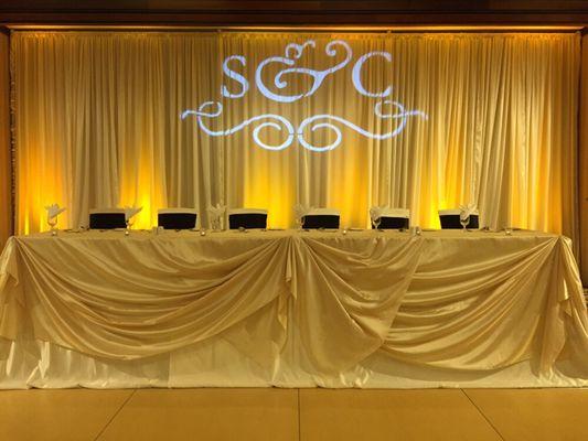 Custom monogram; Amber uplighting at Hale Koa ~ Waikiki Ballroom