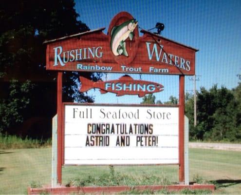 The first wedding ceremony held at Rushing Waters Fisheries.