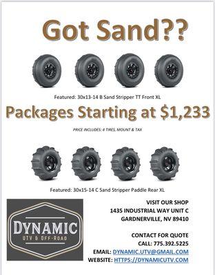 Wheel and tire package. Sand Mountain anyone?