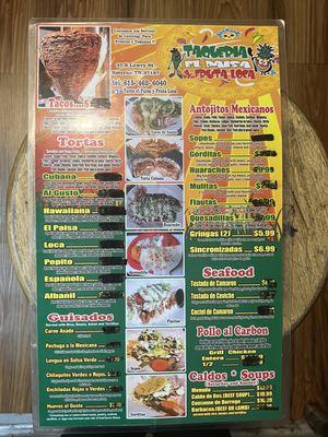 Food menu