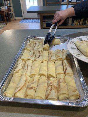 Blintzes came with fresh fruit and sour cream - just warm and serve!